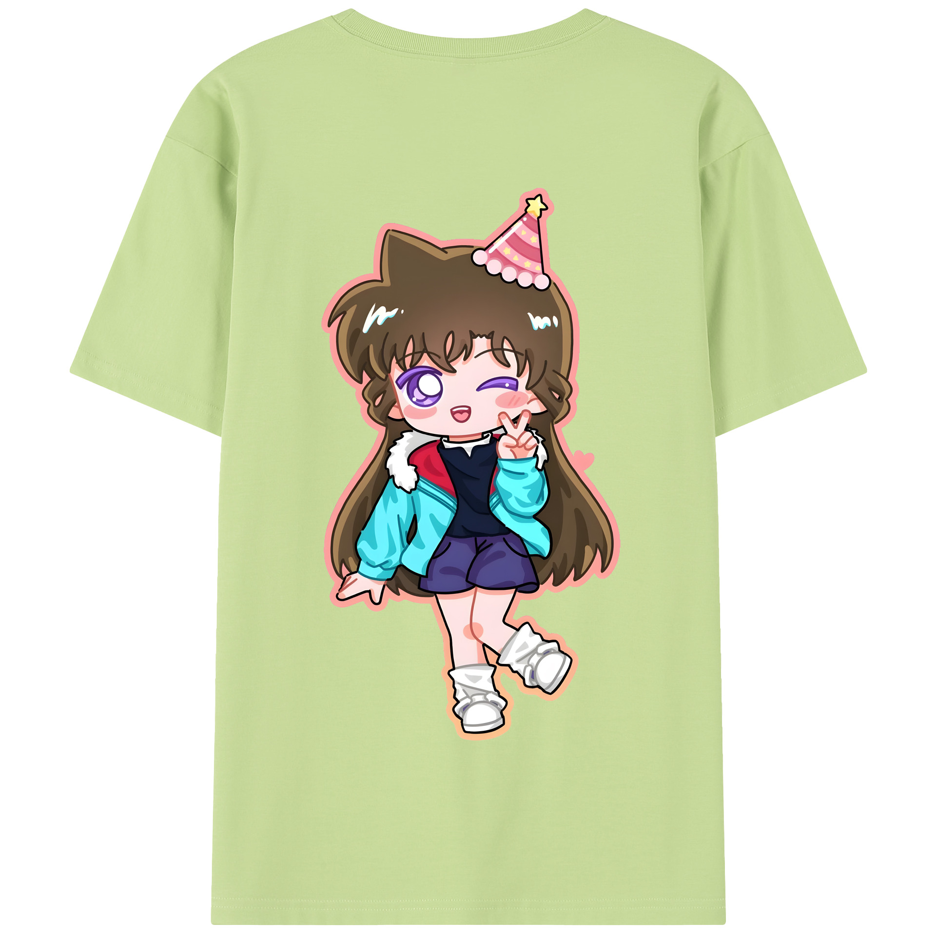（画像用） 名探偵コナン 毛利 蘭 もうり らん、モーリ ラン Detective Conan Rachel Moore 綿100％半袖Tシャツ（背面プリント）